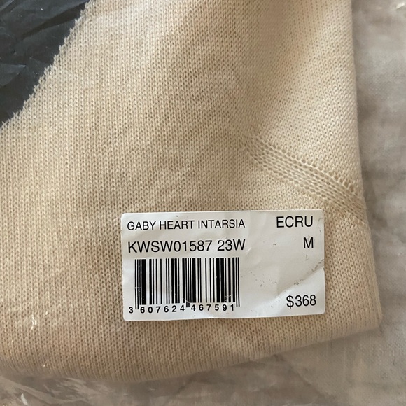 New! Zadig & Voltaire Crewneck Intarsia Heart Long sleeve sweater Ecru Med. $368 - Picture 13 of 13